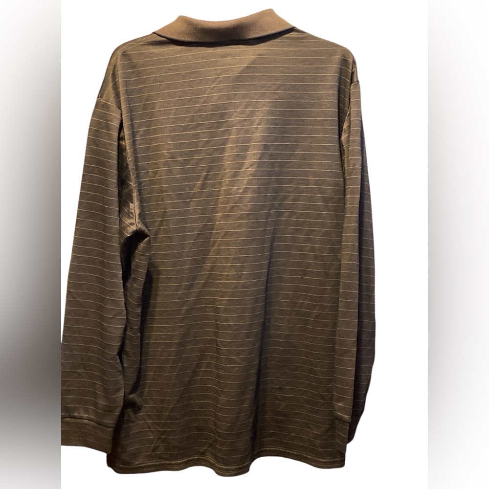 Roundtree & Yorke Brown Striped Polo Shirt - Picture 5 of 7